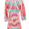 Izabel London Stl 8 (42) Färg Orange Damast Paisley Båtringning Tunika blus ärm 3/4