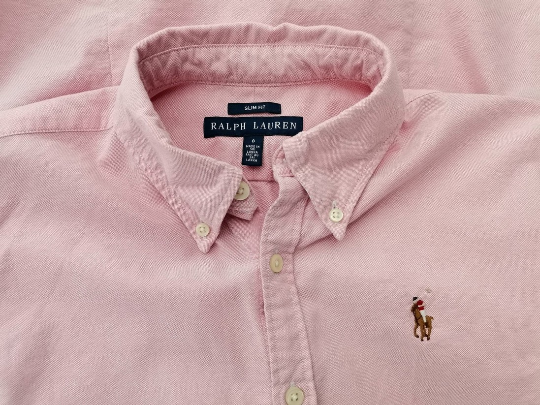 Ralph Lauren Stl 8 (36) Färg Rosa Krage Knäppt Skjort Blus Långärmad Material Bomull 100%