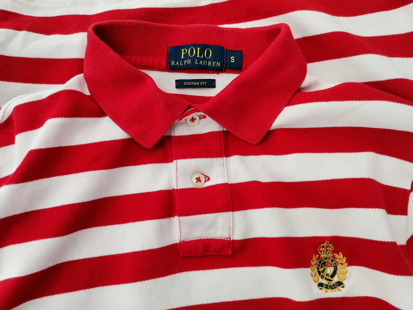 Polo Ralph Lauren Stl S Färg Röd Ränder Krage Herr Polo Kortärmad Material Bomull 100%