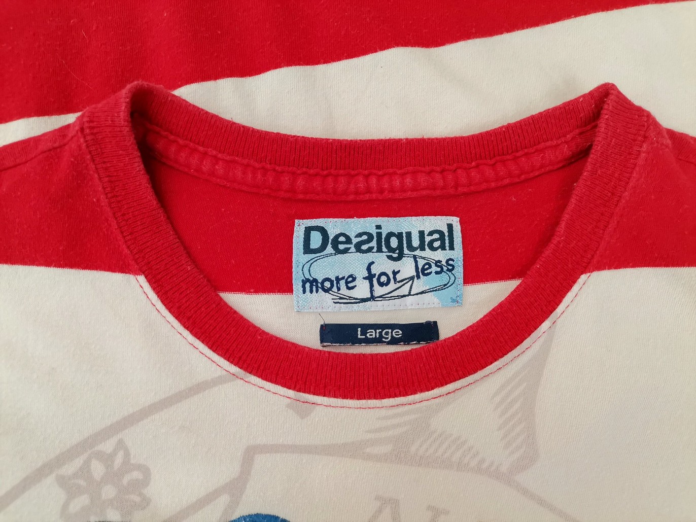 DESIGUAL Stl L Färg Röd Ränder Rund urringning Tunika blus Kortärmad Material Bomull 100%