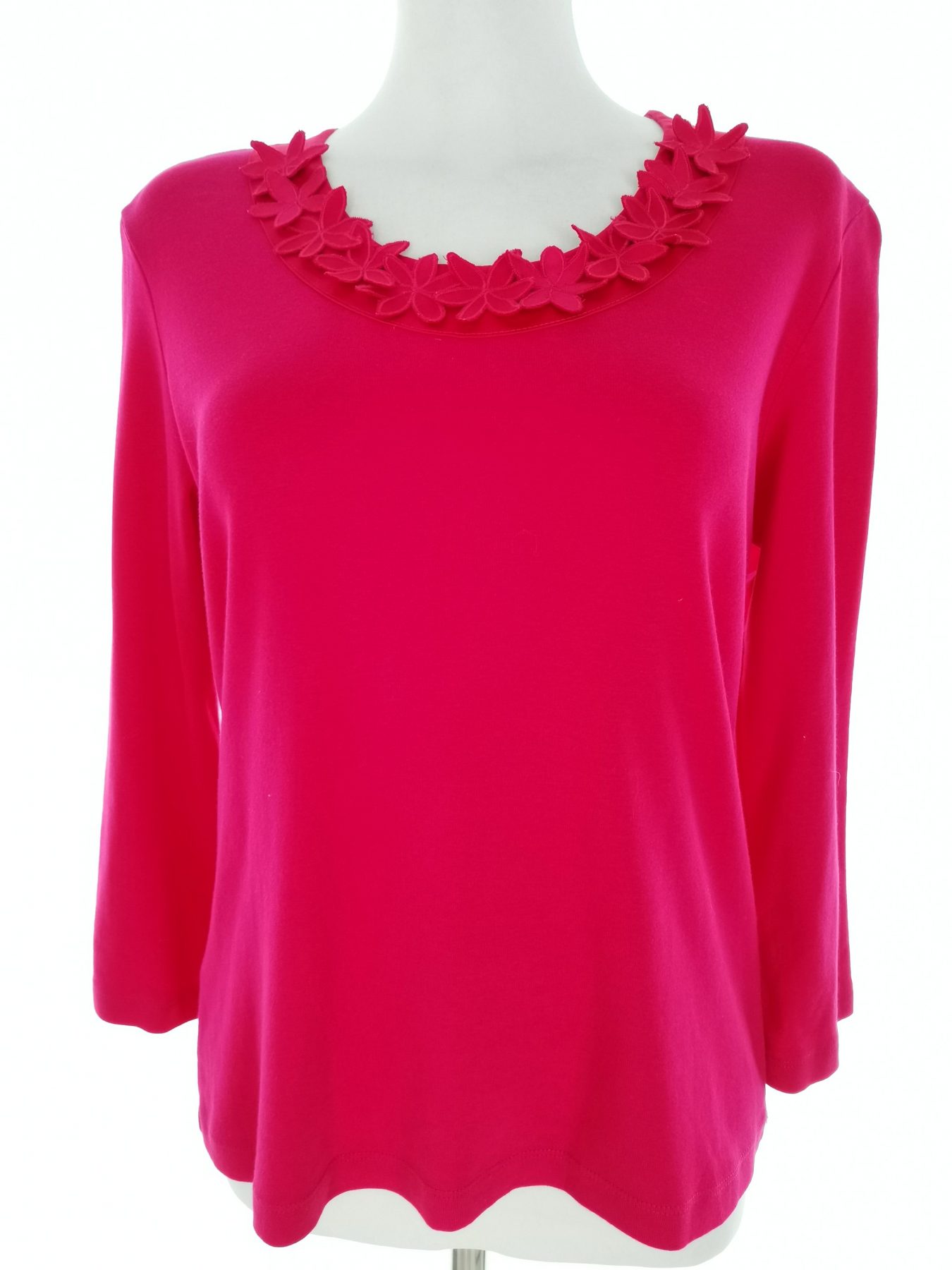 CC Stl S Färg Fuchsia Rund urringning Blus ärm 3/4 Material Bomull 100%