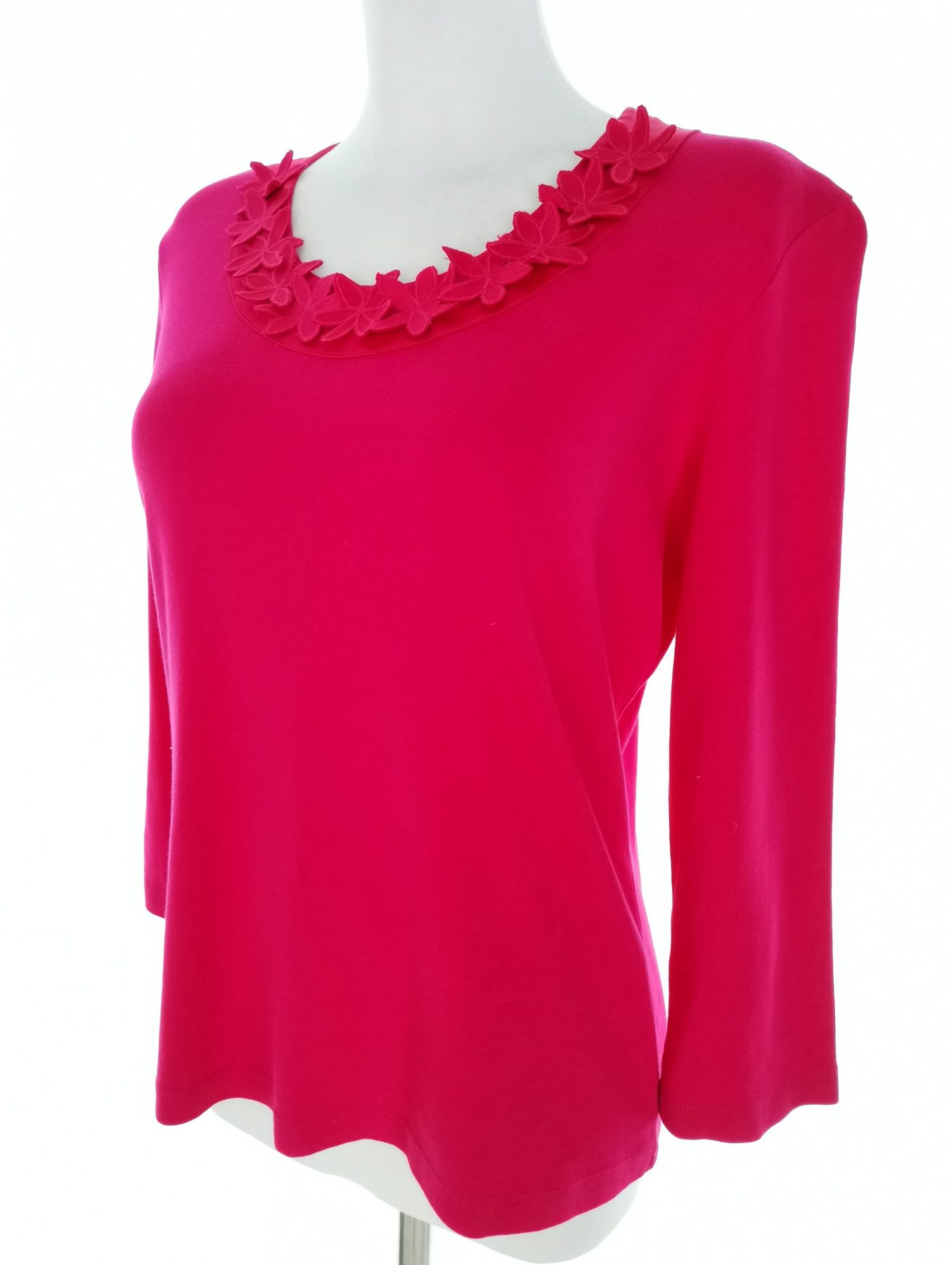 CC Stl S Färg Fuchsia Rund urringning Blus ärm 3/4 Material Bomull 100%