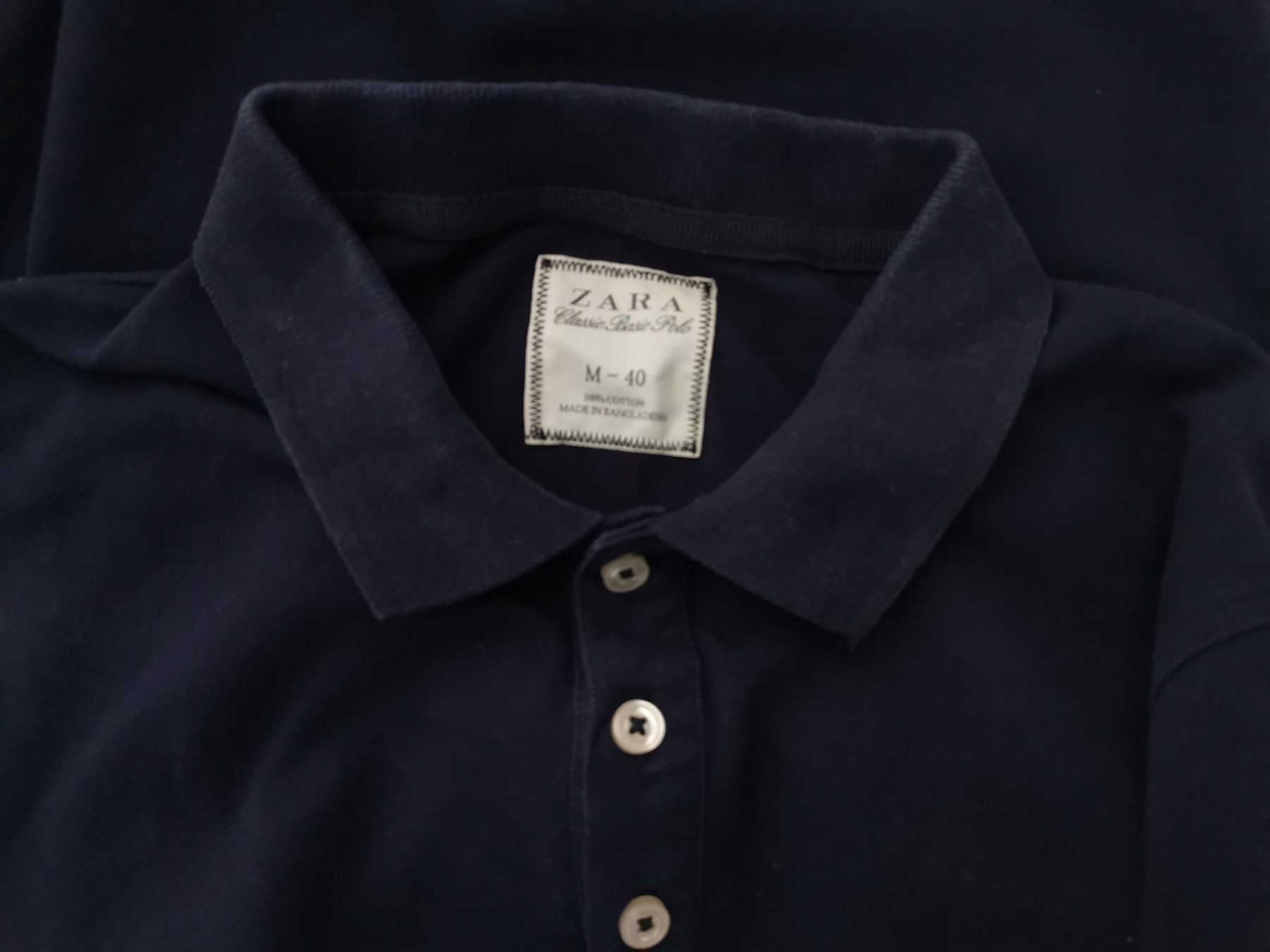 Zara Stl M Färg Marinblå Krage Herr Polo Kortärmad Material Bomull 100%