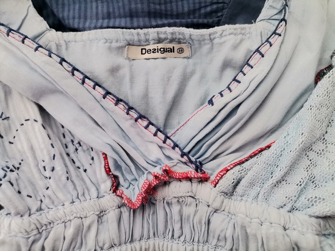 DESIGUAL Stl 38 Färg Blå Ränder Axelbandslös A-linje Klänning Ärmlös Knälängd Material Bomull 100%