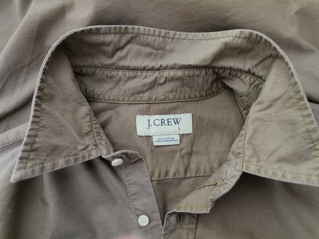 J.Crew Stl L Färg Khaki Krage Herr skjorta, casual Långärmad Material Bomull 100%