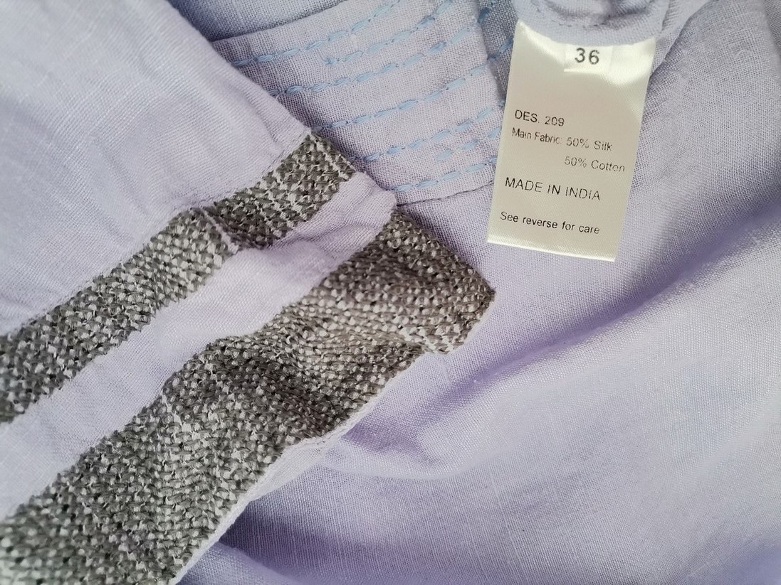 Rützou Stl 36 Färg Lavendel Rund urringning Tunika blus ärm 3/4 Material Siden